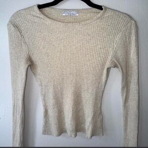 Urban Outfitters Beige Ribbed Long Sleeve Top